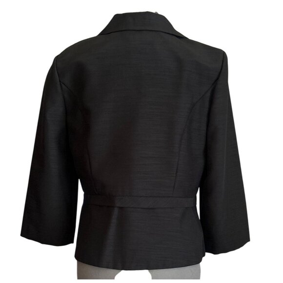 Miss Dorby Black Button-Up Blazer With Bow Detail Size 10 3/4 Sleeves - Picture 2 of 7